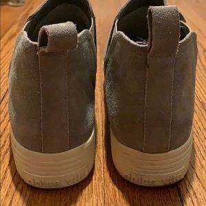Slide on suede shoe